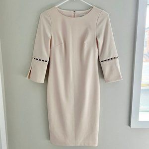 CALVIN KLEIN Sheath Dress With Slit Sleeve And Pearl Detail, Blush Pink